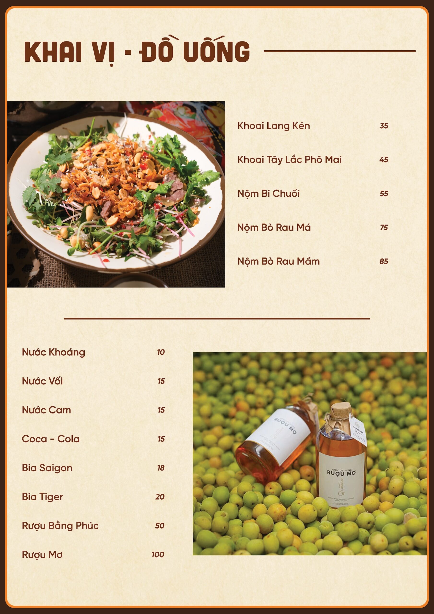 Tờ 3 - mặt sau - Món khai vị